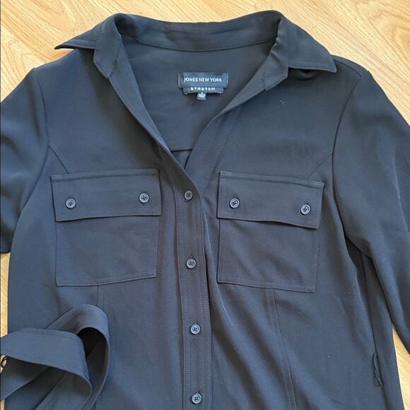 Jones New York Black Shirt Utility Dress size 4 Stretch - Picture 2 of 5
